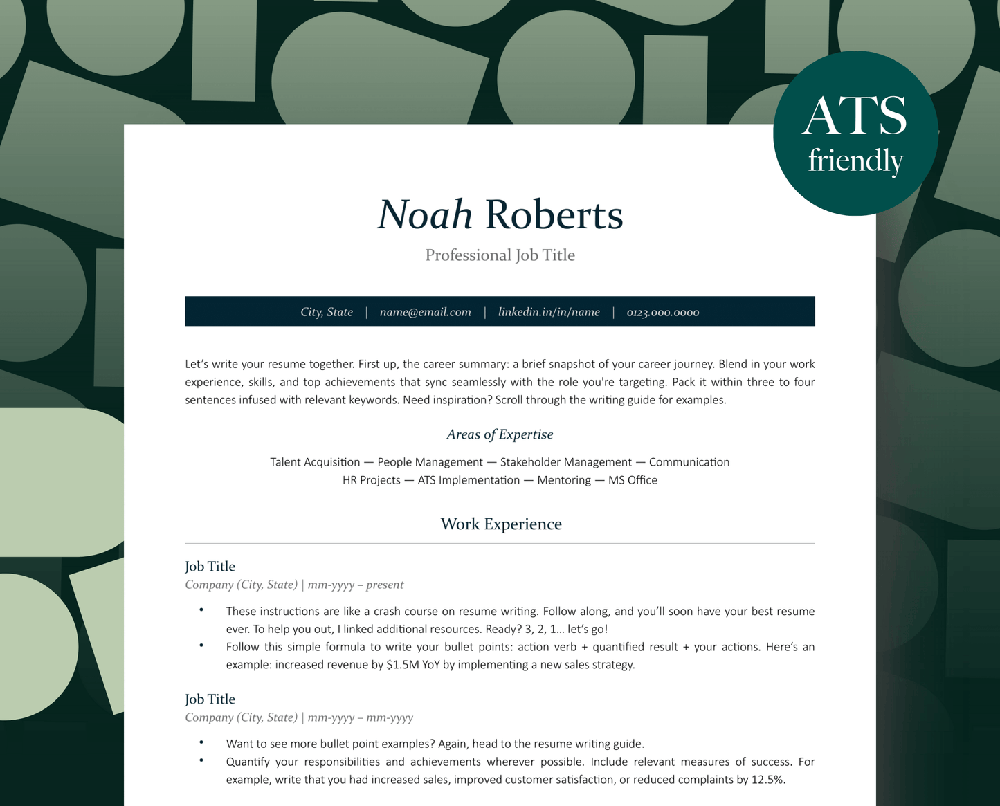 Professional and Modern ATS-Friendly Resume | Noah