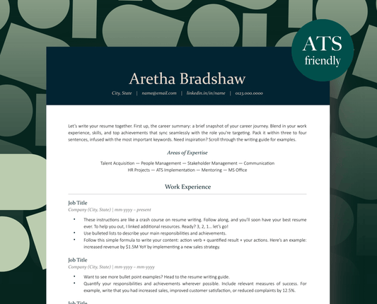 Professional and Modern ATS-Friendly Resume | Aretha