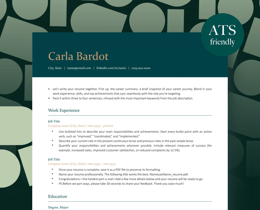 Professional and Modern ATS-Friendly Resume | Carla