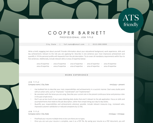 Professional and Modern ATS-Friendly Resume | Cooper