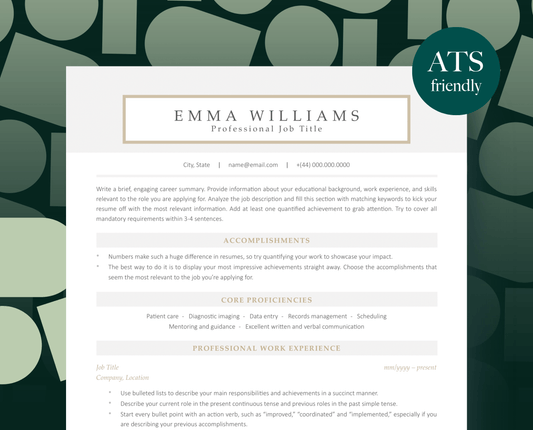 Professional and Modern ATS-Friendly Resume | Emma