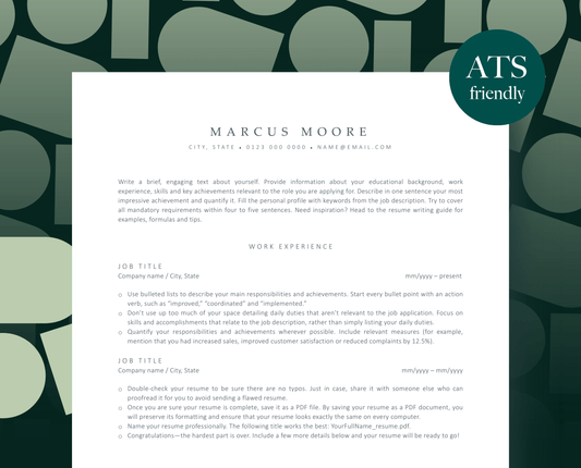 Professional and Modern ATS-Friendly Resume | Marcus